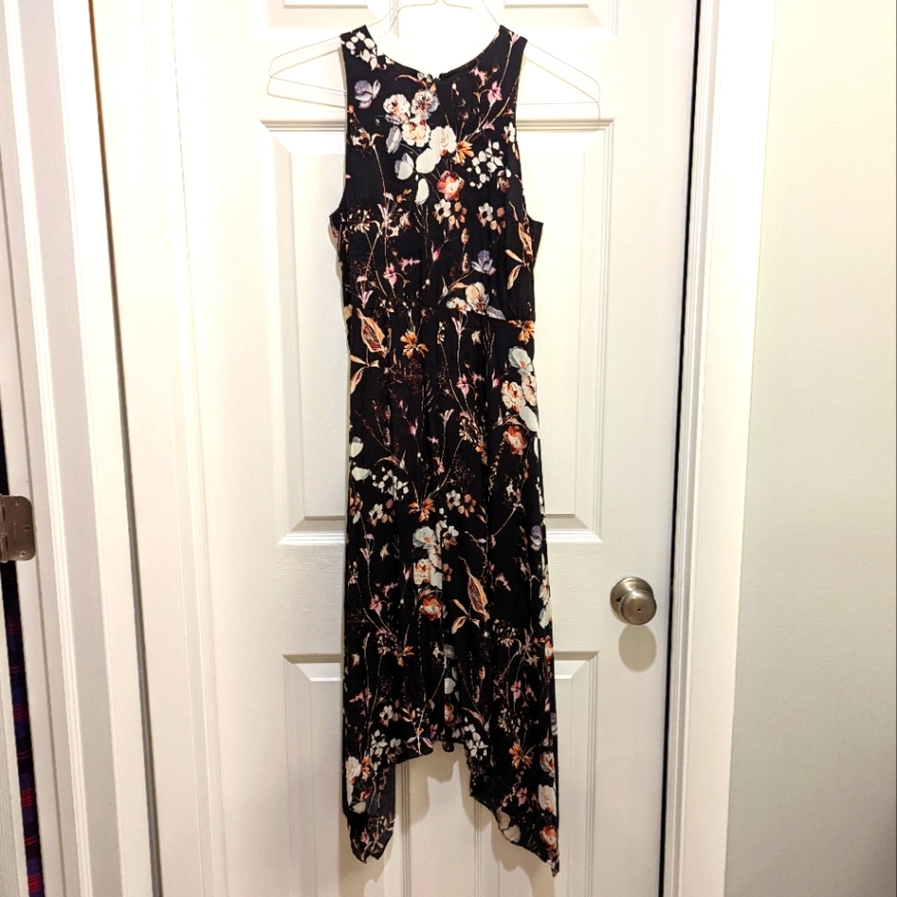 Banana Republic Black Multicolor Floral Maxi Dress 2P